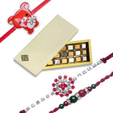 Set Of 3 Rakhi With Classic Chocolate Pack 24 Pcs