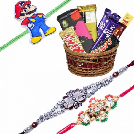 Set Of 3  Rakhi With Chocolates