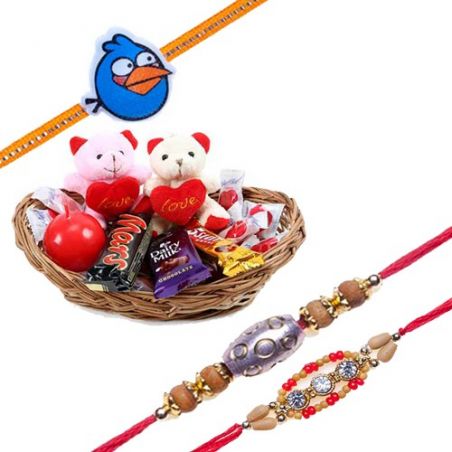 Set Of 3 Rakhi  With Basket of Love