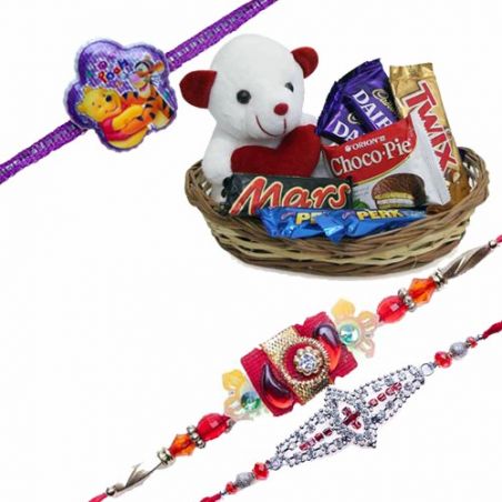 Set Of 3 Rakhi Basket of Love