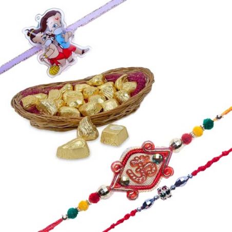 Rakhi With Delectable Chocolates Hamper