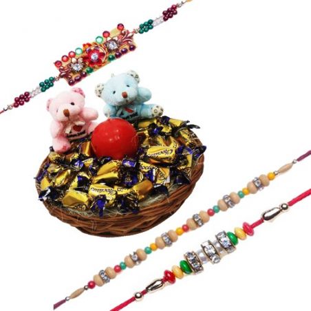 Set Of 3 Rakhi With Eclairs Chocolate