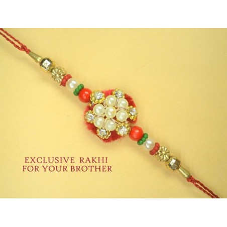 White beads Bhaiya Bhabhi Rakhi