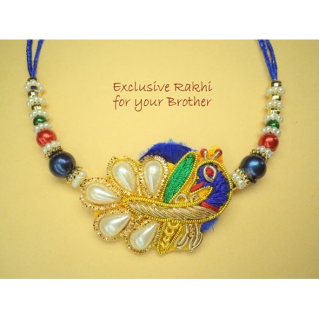 Designer Pearl Peacock Rakhi