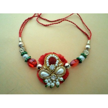 Orange Bead Designer Rakhi