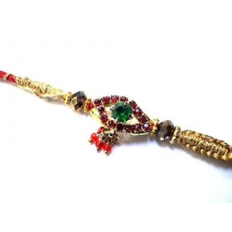 Red and Green Stoned Designer Rakhi