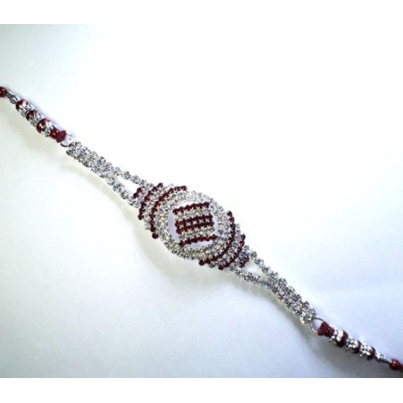 White n Red Stonned Rakhi