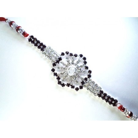 Flower Shaped Stone Studded Rakhi