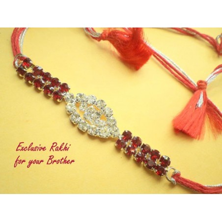 Red n White Stonned Rakhi