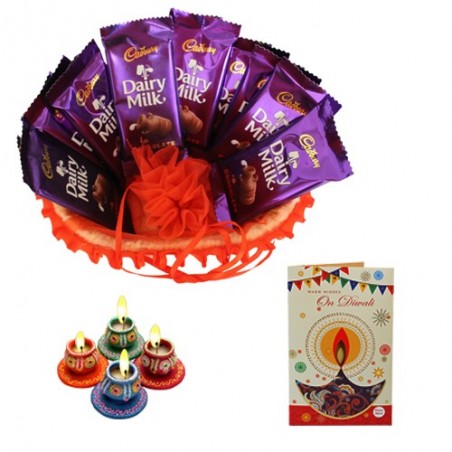 Dairy Milk Basket With Diwali Greetings