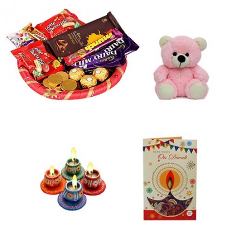 Happy Diwali Food Hamper With Teddy