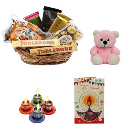 Diwali Gift Basket With Teddy
