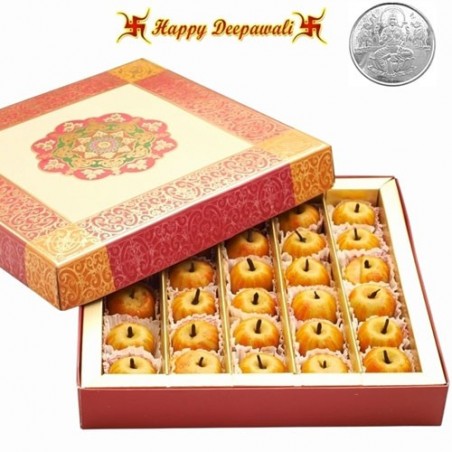 Dryfruit Apple Mithai  with  Silver Plated Coin