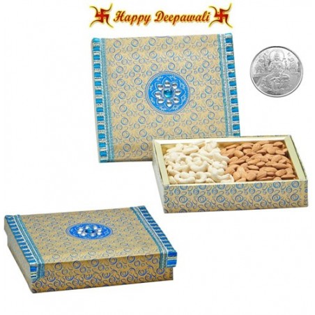 PF0045 Dryfruit Gift Box 400gms with Silver Plated Coin