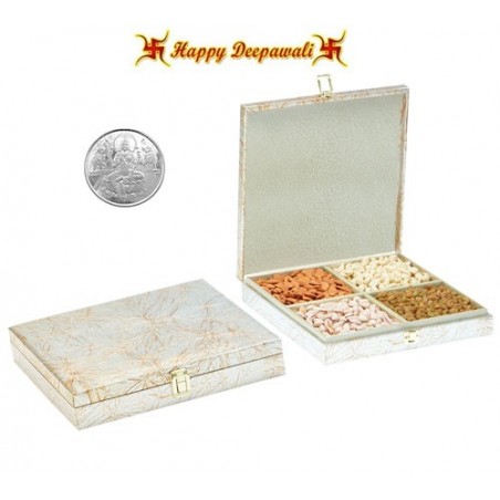 SA-221 Dryfruit Gift Box 400gms with Silver Plated Coin