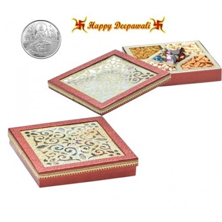 GH-501 Dryfruit Gift Box 500gms with Silver Plated Coin