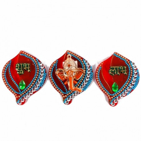Designer Set of Acrylic Shubh Labh Ganesha Sticker Hanging