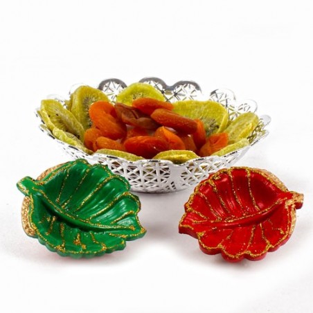 Diwali Earthen Diya with Designer Bowl of Dry Kiwi and Dry Apricot