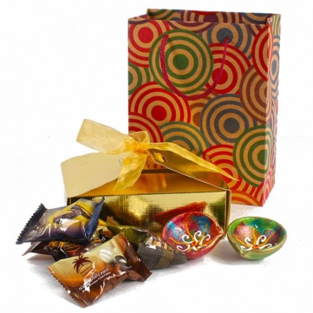Diwali Chocolate Dates Hamper with Clay Diya Set