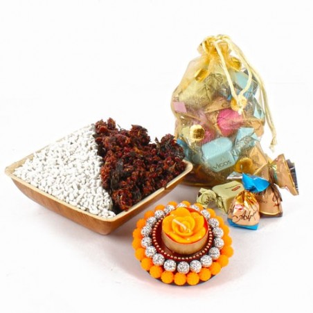 Imported Toffees Potli with Mukhwas Bowl and Floating Diya For Diwali