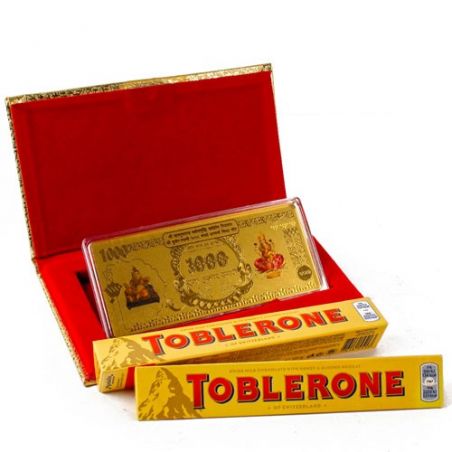 Toblorone Chocolate with Gold Plated Laxmi Kuber Currency Note