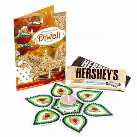 Hersheys Treat with Artificial Rangoli and Diwali Card