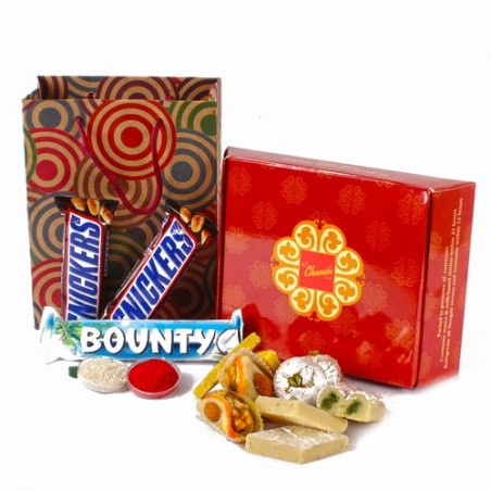 Bhai Dhooj Chocolate and Sweets Hamper with Tikka