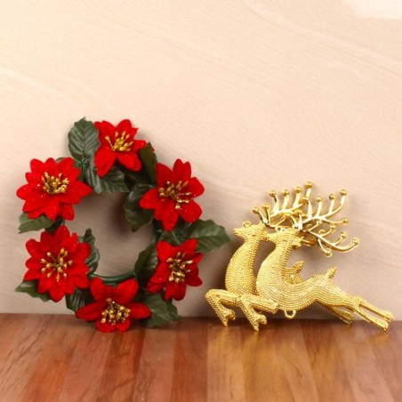 Xmas Decor containing Floral Wreath and Reindeer