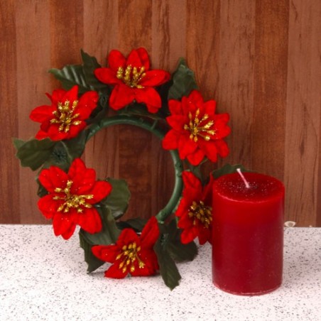 Artificial Floral Wreath with Pillar Candle