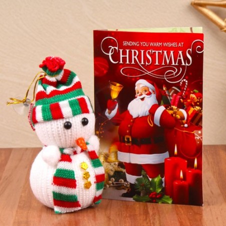 Cute Snow Men with Christmas Greeting Card^soft toys^christmas softoys^xmas softtoys^christmas^xmas