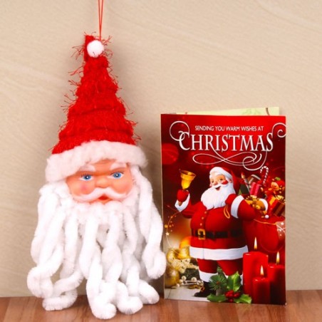 Cute Santa Claus Face with Christmas Greeting Card^soft toys^christmas softoys^xmas softtoys^christmas^xmas