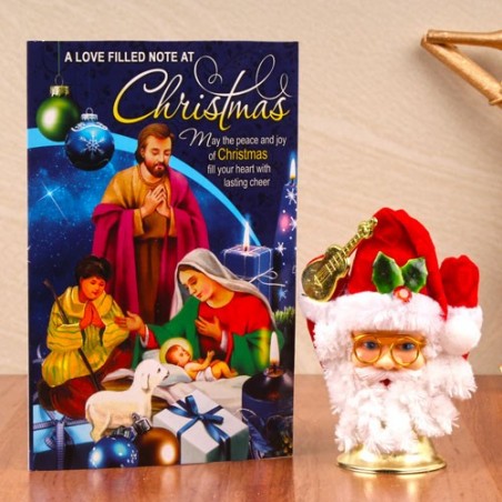 Musical Santa Face Bell with Christmas Greeting Card^soft toys^christmas softoys^xmas softtoys^christmas^xmas