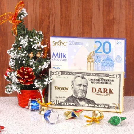 Xmas Tree with Euro and Dollar Chocolates Combo