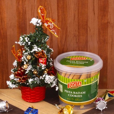 Artificial Christmas Tree with Pista Badam Cookies