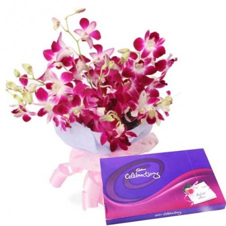 Orchids Charming Beauty with Cadbury Celebrations For Special Ones