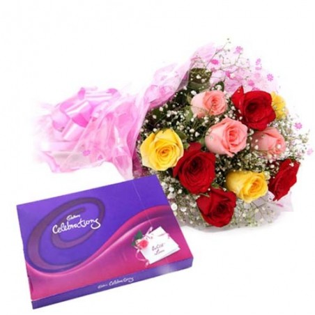 Love Celebration Pack With Multi Color Roses
