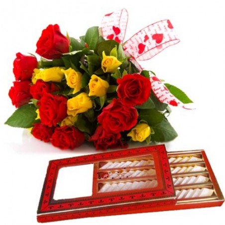 Valentine Royal Treat With Kaju Sweets And Roses