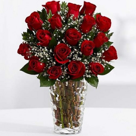 Valentine Gifts of 75 Red Roses In Vase