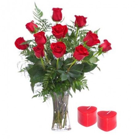 Dozen Red Roses Hand Tied Bunch For Valentine Day