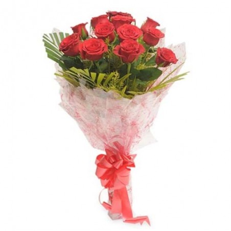 Bunch of Twenty Red Roses with Valentine Greeting Card