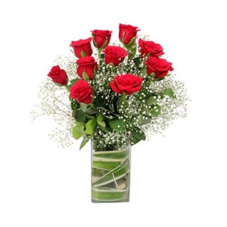 Valentine Vase Arrangement of 18 Romantic Red Roses