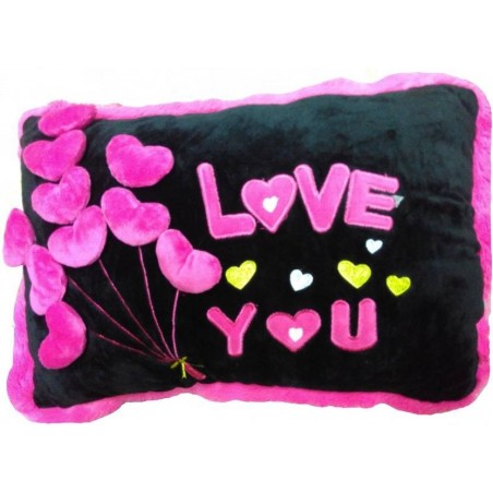 Chunmun Valentines Gift Iove You 3D Pillow - 50 cm  (Black, Pink)