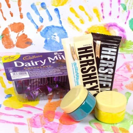 Cadbury Dairy Milk Miniatures and Hersheys Chocolate with Herbal Color for Special Holi
