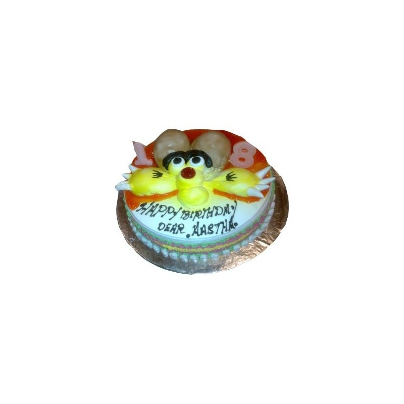 Winnie Pooh Pineapple Eggless Cake  - 4 Pound  (Globe Bakers)