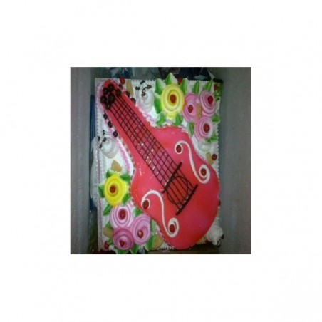 Strawberry Guitar Eggless Cake  - 5 Pound  (Globe Bakers)