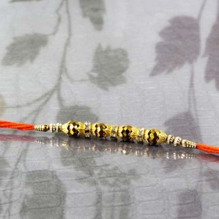 Golden Crystal Bead Rakhi