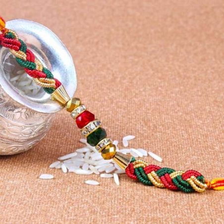 Rakhi with Colorful Zardosi work and Beads