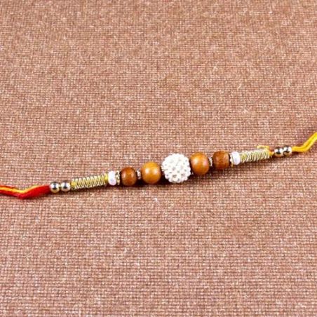 Pearl Rhinestone Beads with wooden Beads Rakhi