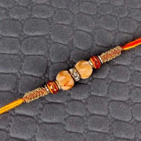 Sandalwood and Diamond Ring Rakhi