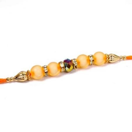 Crystal Shine Bead with Colorful Pearls Finest Rakhi